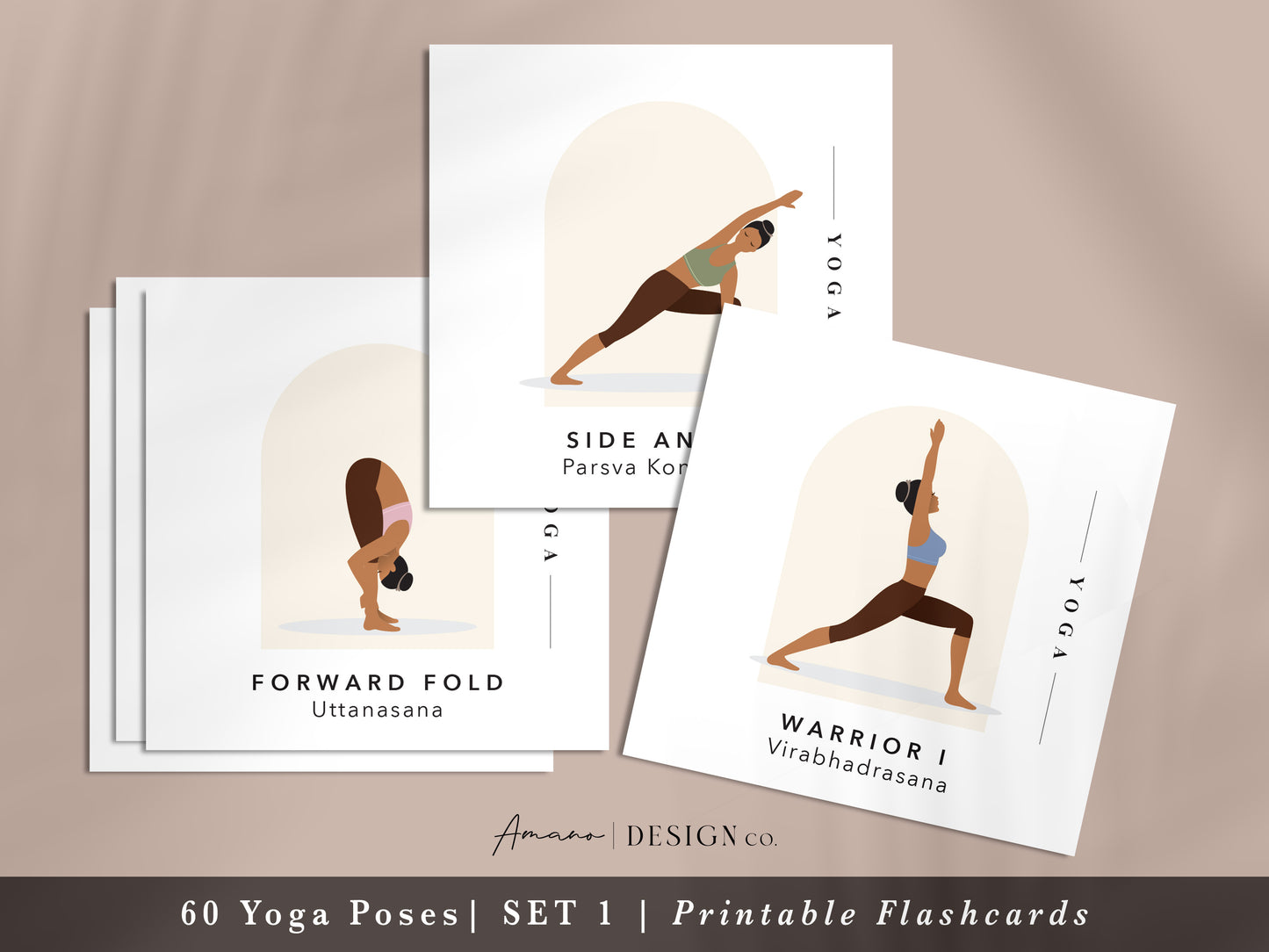 120 Yoga Pose Cards | Dark Skin Tone