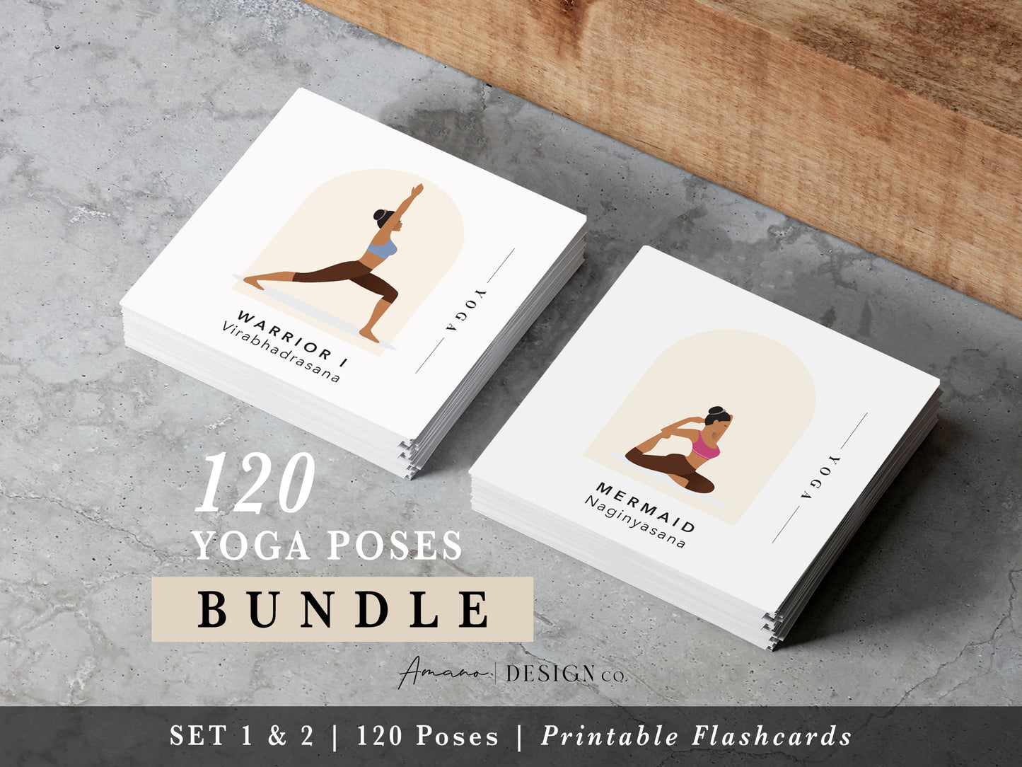 120 Yoga Pose Cards | Dark Skin Tone
