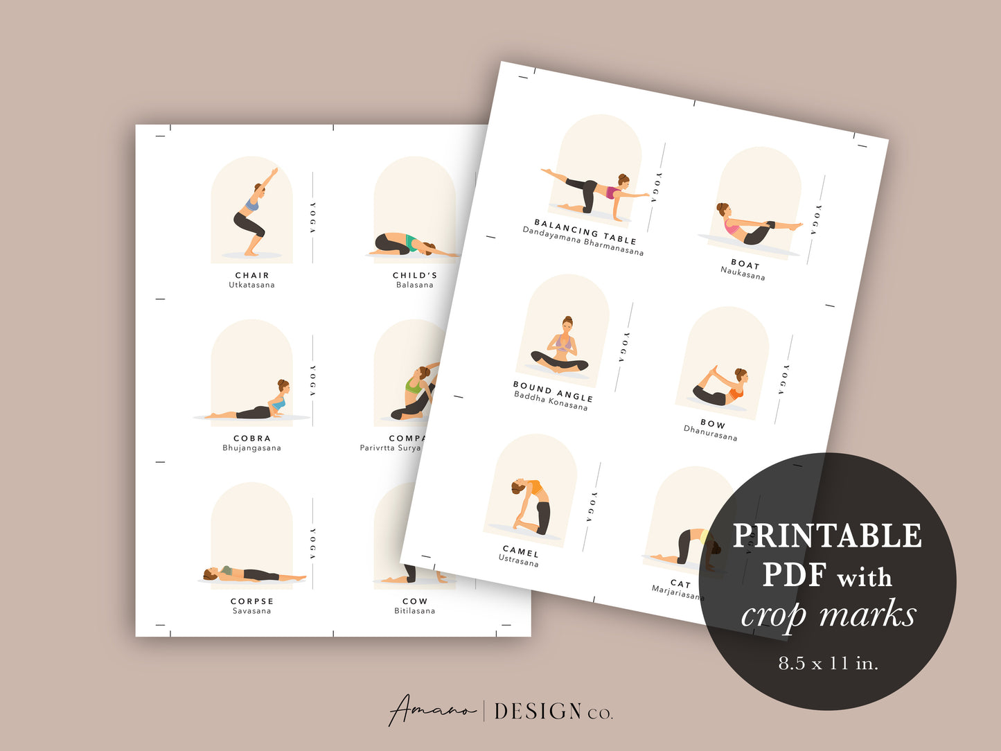120 Yoga Pose Cards | Light Skin Tone