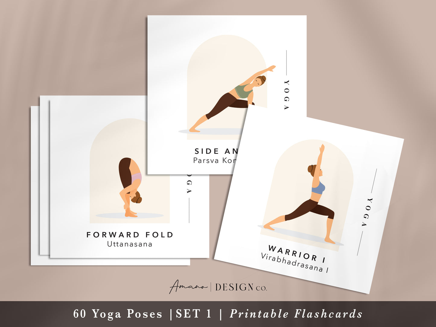 120 Yoga Pose Cards | Light Skin Tone