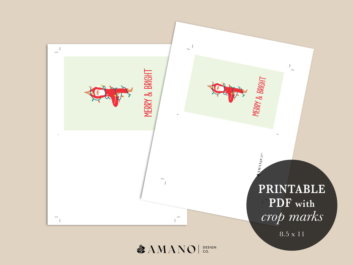 Merry & Bright Santa | Yoga Christmas Greeting Card