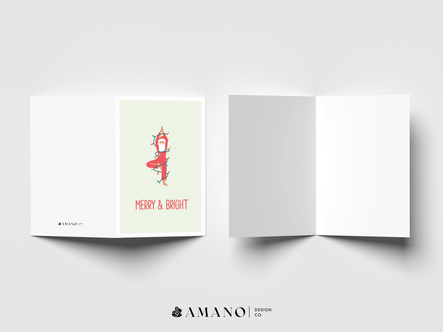 Merry & Bright Santa | Yoga Christmas Greeting Card