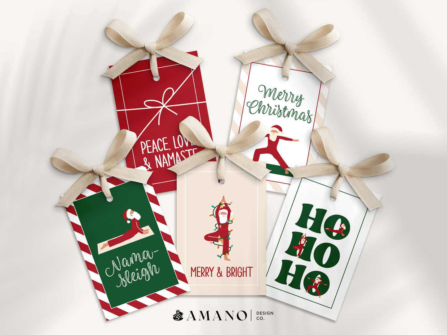 Yoga Santa Christmas Gift Tags
