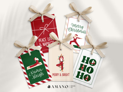 Yoga Santa Christmas Gift Tags
