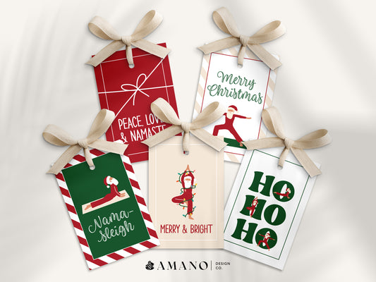 Yoga Santa Christmas Gift Tags