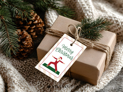 Yoga Santa Christmas Gift Tags