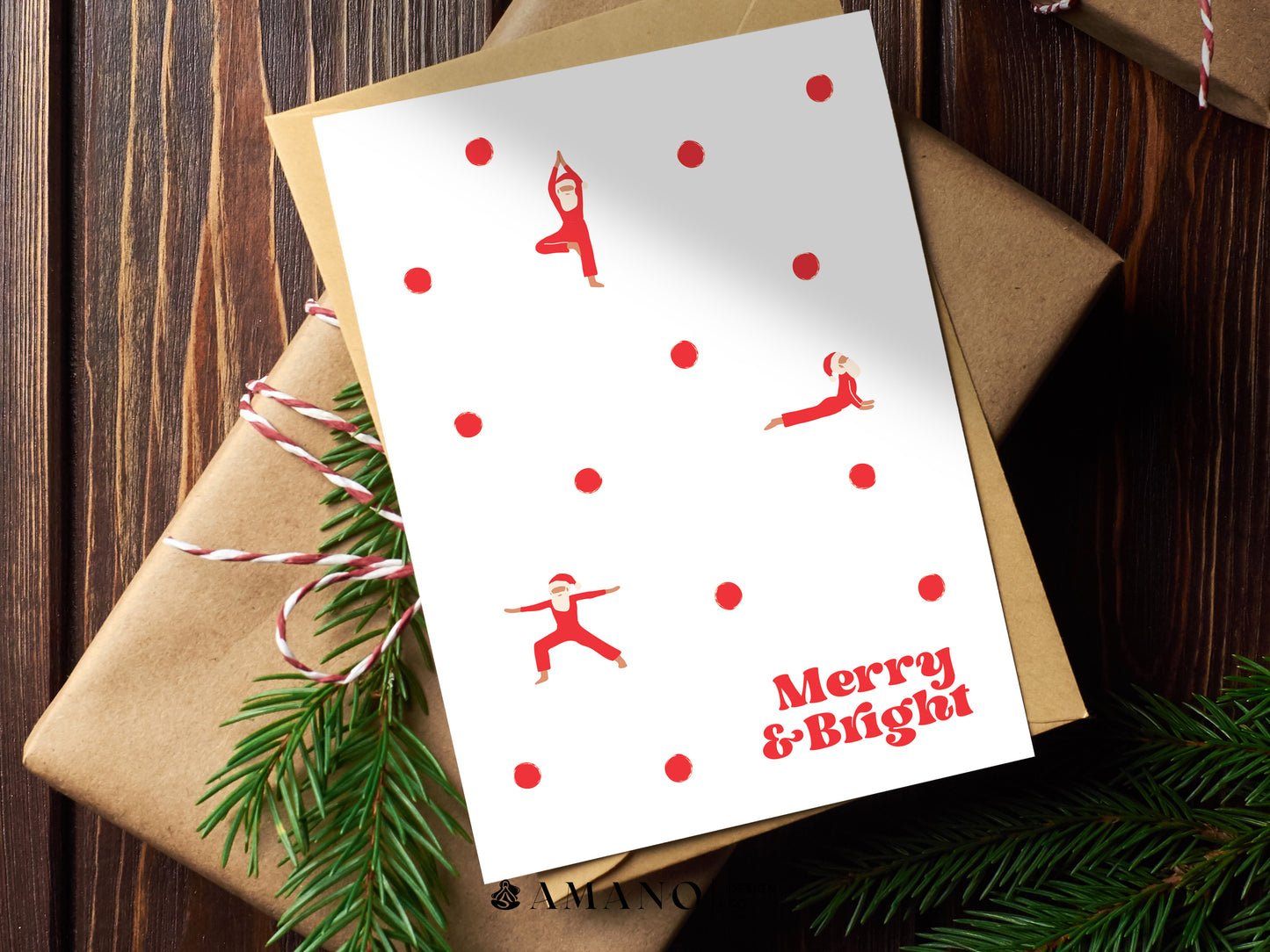 Merry & Bright | Yoga Christmas Greeting Card
