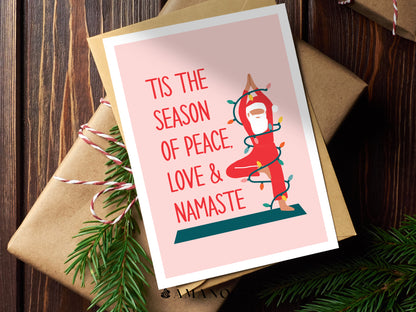 Peace Love Namaste | Yoga Christmas Greeting Card