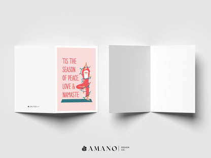Peace Love Namaste | Yoga Christmas Greeting Card